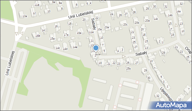 Szczecin, Sabały, 17, mapa Szczecina