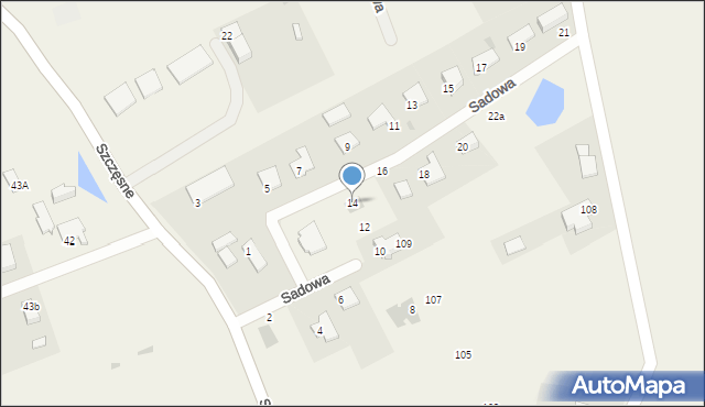 Szczęsne, Sadowa, 14, mapa Szczęsne