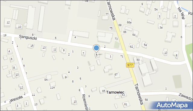 Tarnowiec, Sanguszki Romana, 5, mapa Tarnowiec