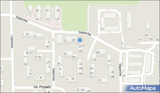 Tarnowskie Góry, Saperów, 14, mapa Tarnowskie Góry