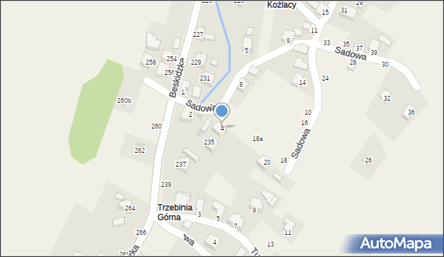 Trzebinia, Sadowa, 4, mapa Trzebinia