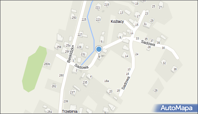 Trzebinia, Sadowa, 8, mapa Trzebinia