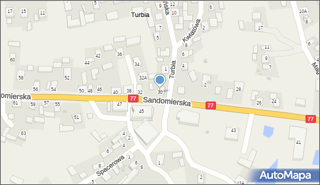 Turbia, Sandomierska, 30, mapa Turbia