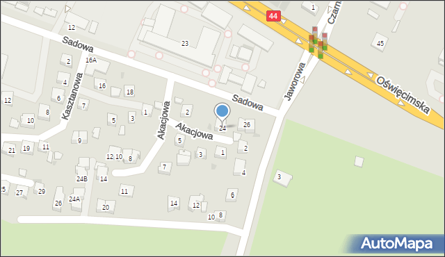 Tychy, Sadowa, 24, mapa Tychów