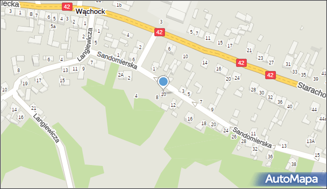 Wąchock, Sandomierska, 10, mapa Wąchock