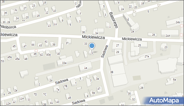 Wadowice, Sadowa, 1, mapa Wadowice