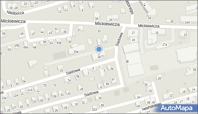 Wadowice, Sadowa, 1a, mapa Wadowice