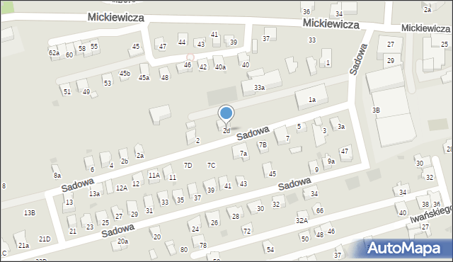 Wadowice, Sadowa, 2d, mapa Wadowice