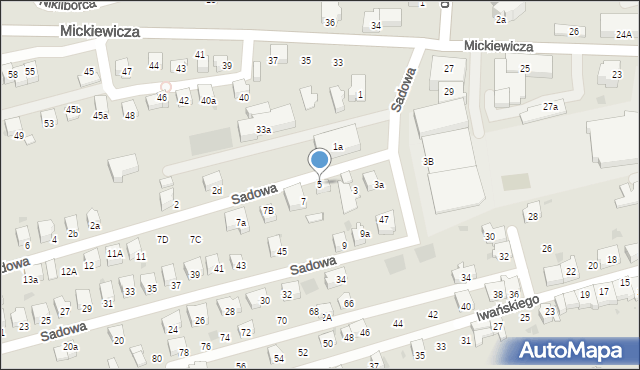 Wadowice, Sadowa, 5, mapa Wadowice