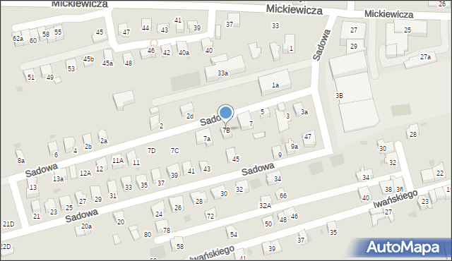 Wadowice, Sadowa, 7B, mapa Wadowice