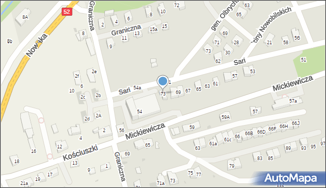 Wadowice, Sari Ady, 73, mapa Wadowice