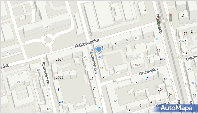 Warszawa, Sandomierska, 18, mapa Warszawy