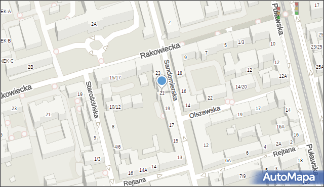 Warszawa, Sandomierska, 21, mapa Warszawy