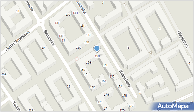 Warszawa, Sarmacka, 15H, mapa Warszawy