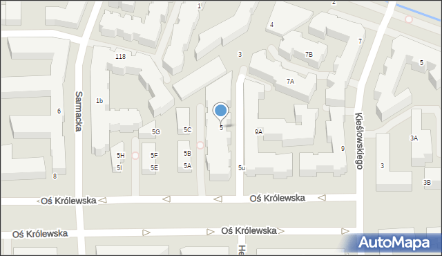 Warszawa, Sarmacka, 5, mapa Warszawy