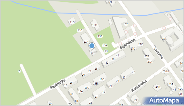 Warszawa, Sąsiedzka, 11, mapa Warszawy