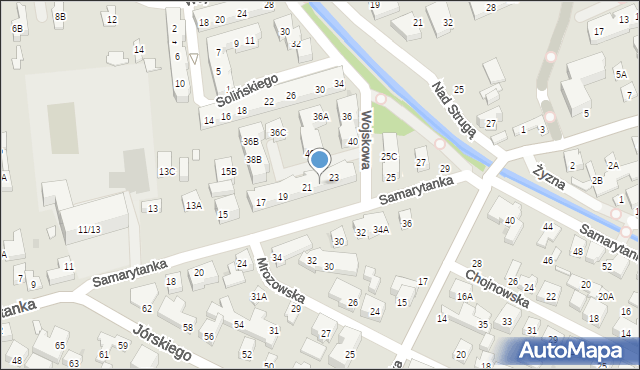 Warszawa, Samarytanka, 21A, mapa Warszawy