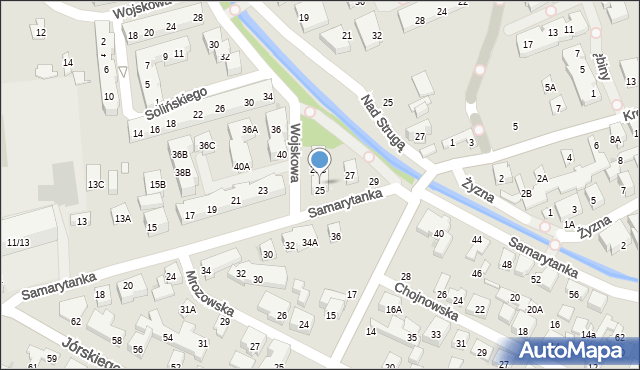 Warszawa, Samarytanka, 25A, mapa Warszawy