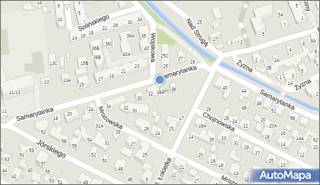 Warszawa, Samarytanka, 34A, mapa Warszawy