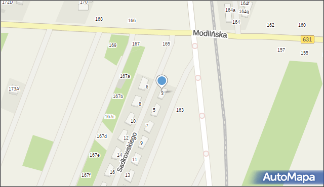 Wieliszew, Sadkowskiego Stanisława Konstantego, kpt., 3, mapa Wieliszew