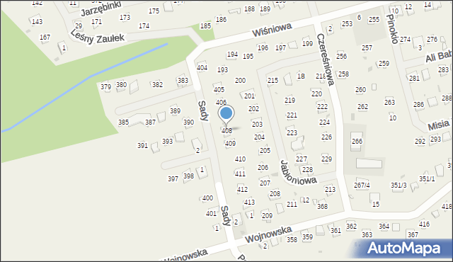 Wojnówko, Sady, 408, mapa Wojnówko