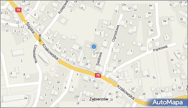 Zabierzów, Sadowa, 1, mapa Zabierzów