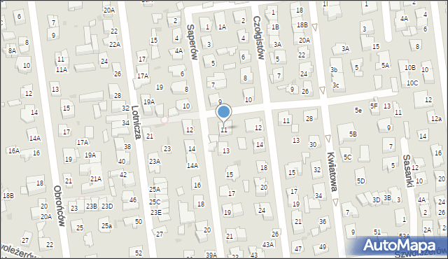Ząbki, Saperów, 11, mapa Ząbki