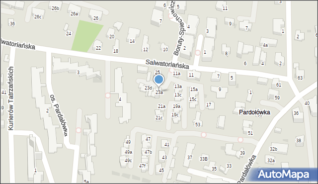 Zakopane, Salwatoriańska, 23a, mapa Zakopanego