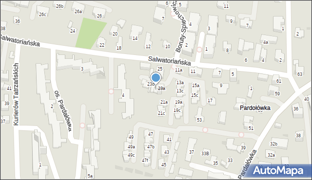 Zakopane, Salwatoriańska, 23b, mapa Zakopanego