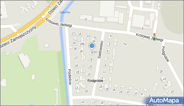 Zamość, Sadowisko, 6, mapa Zamościa