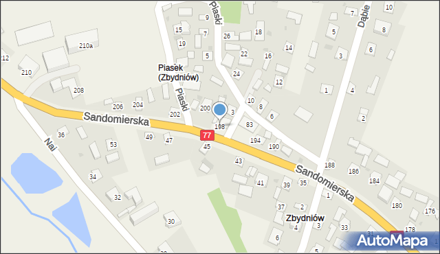 Zbydniów, Sandomierska, 198, mapa Zbydniów