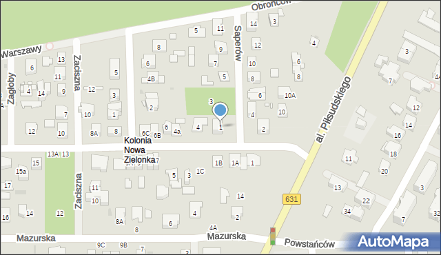 Zielonka, Saperów, 1, mapa Zielonka