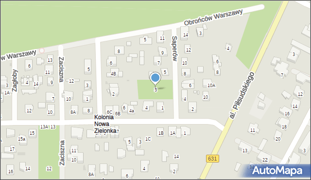 Zielonka, Saperów, 3, mapa Zielonka