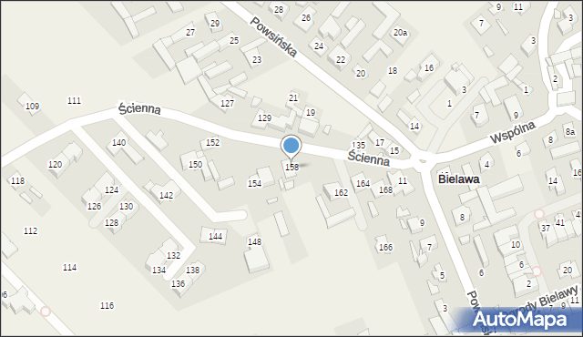 Bielawa, Ścienna, 158, mapa Bielawa