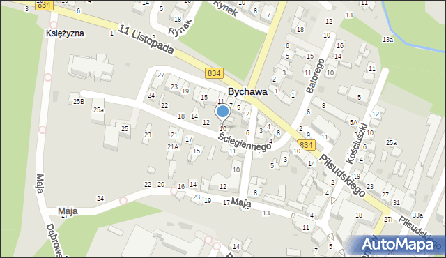 Bychawa, Ściegiennego Piotra, ks., 10, mapa Bychawa