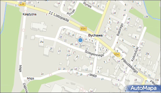 Bychawa, Ściegiennego Piotra, ks., 12, mapa Bychawa