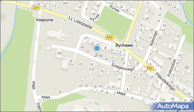 Bychawa, Ściegiennego Piotra, ks., 16, mapa Bychawa