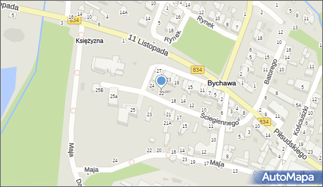 Bychawa, Ściegiennego Piotra, ks., 22, mapa Bychawa