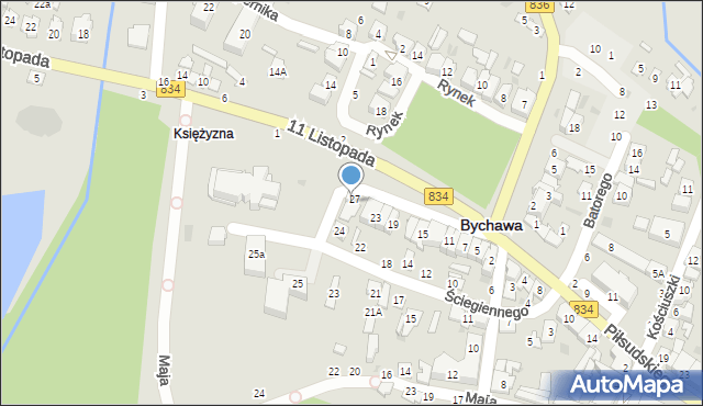 Bychawa, Ściegiennego Piotra, ks., 27, mapa Bychawa