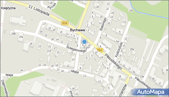 Bychawa, Ściegiennego Piotra, ks., 6, mapa Bychawa