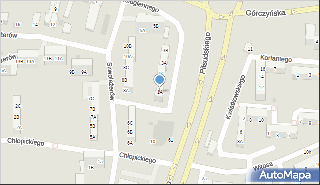 Gorzów Wielkopolski, Ściegiennego Piotra, ks., 1A, mapa Gorzów Wielkopolski