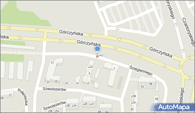 Gorzów Wielkopolski, Ściegiennego Piotra, ks., 9f, mapa Gorzów Wielkopolski