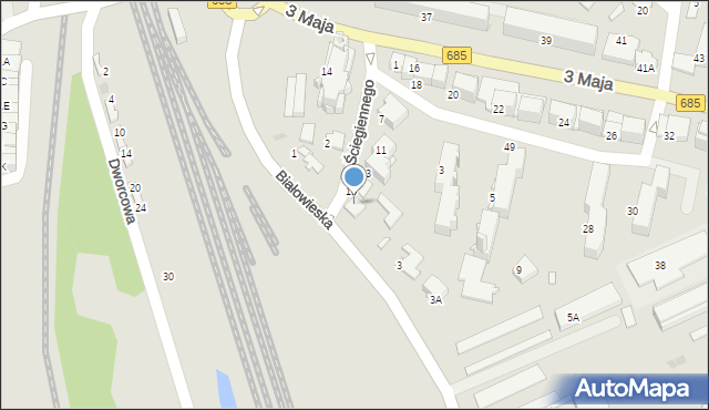 Hajnówka, Ściegiennego Piotra, ks., 17, mapa Hajnówka