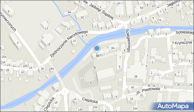 Jelenia Góra, Ściegiennego Piotra, ks., 9B, mapa Jelenia Góra