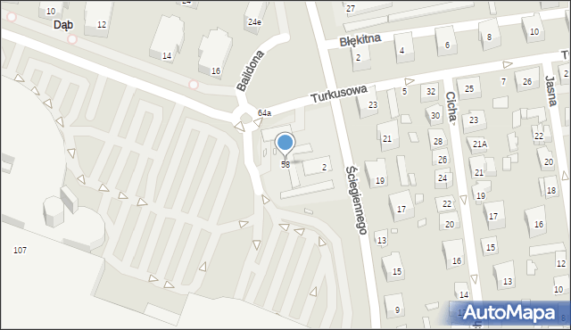 Katowice, Ściegiennego Piotra, ks., 58, mapa Katowic