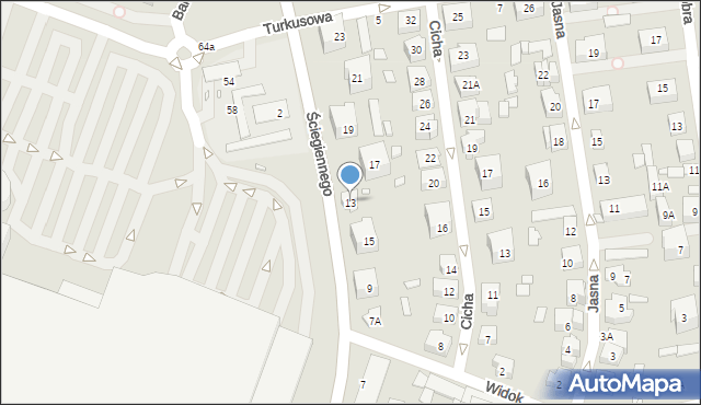 Katowice, Ściegiennego Piotra, ks., 13, mapa Katowic