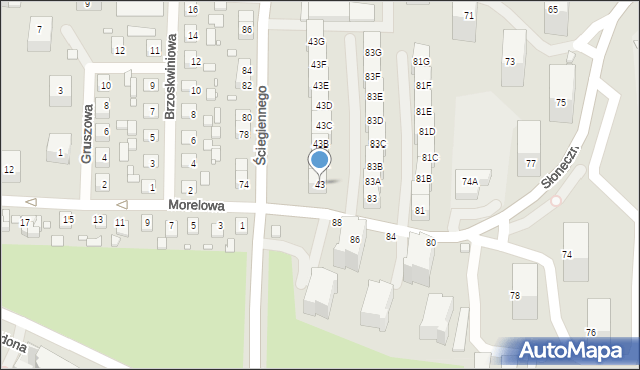 Katowice, Ściegiennego Piotra, ks., 43, mapa Katowic