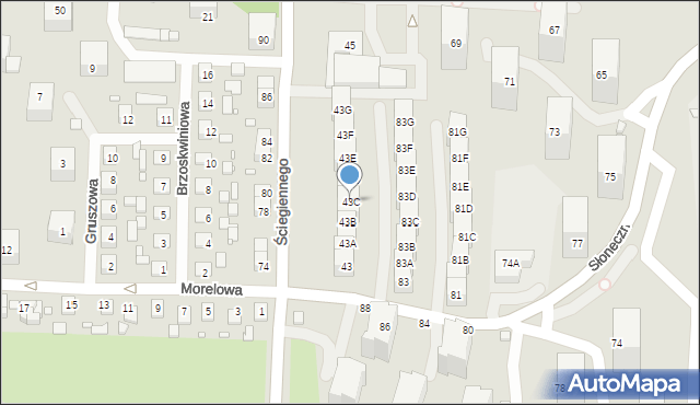 Katowice, Ściegiennego Piotra, ks., 43C, mapa Katowic