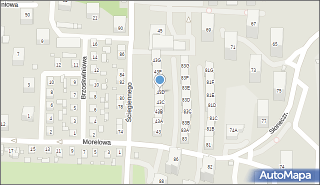 Katowice, Ściegiennego Piotra, ks., 43D, mapa Katowic