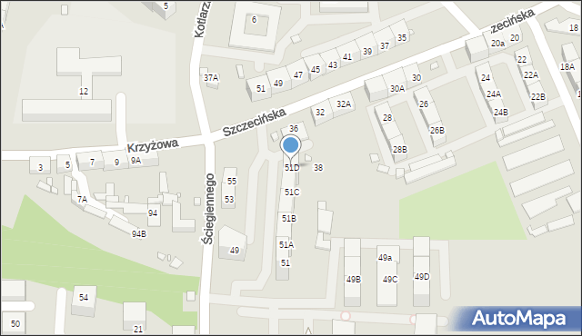 Katowice, Ściegiennego Piotra, ks., 51D, mapa Katowic